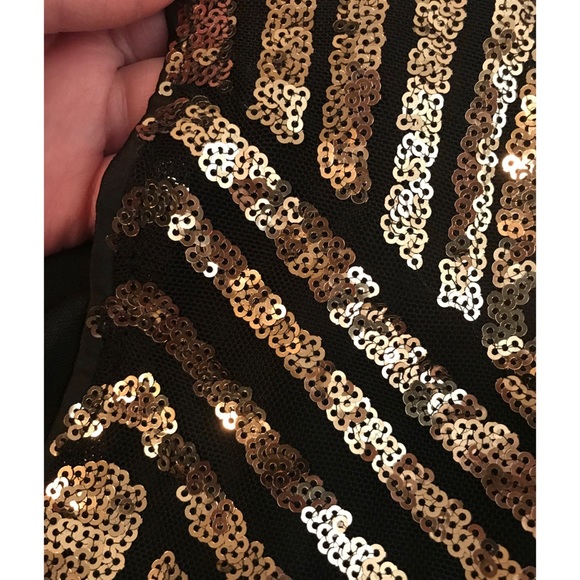 Brand New Black Crop Party Top with Gold Sequins - Picture 7 of 7